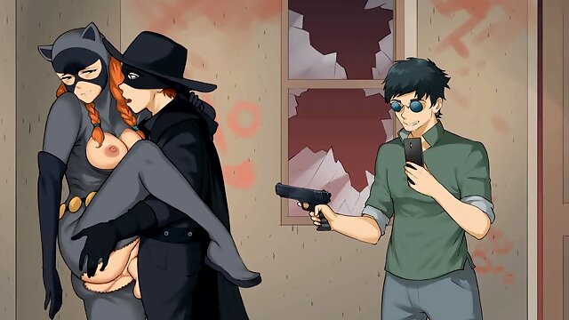 Cosplay hookup between Zorro and Cat Lady in MILFs Plaza - Episode 16