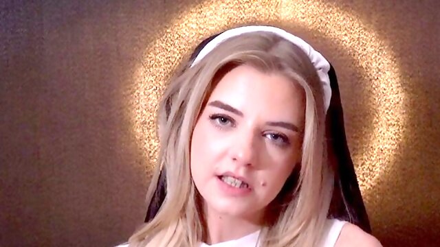 Petite teen blonde Gabies confession: Forgive me, I have sinned