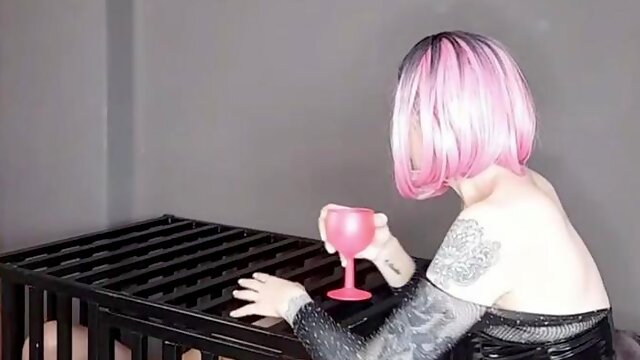 Dominant woman in ankle boots spits into submissives mouth