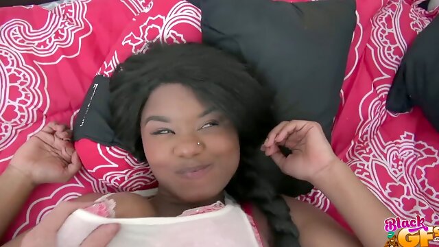Ebony girlfriend Khali Jumbo jiggles her big booty