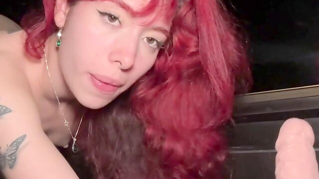 Redhead girl pleasures herself at home by riding her toy until she climaxes - ariigomez.com