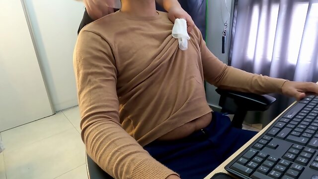 The sexy secretary treats her boss to a relaxing time in part three (custom clip)