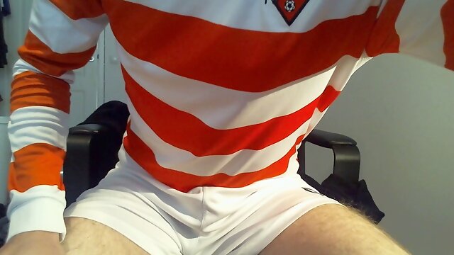 Jocks with uncut cocks enjoy handjob in uniforms