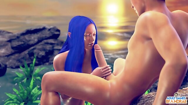 Nosey anime girl gives magic dick sucking performance in adult video game