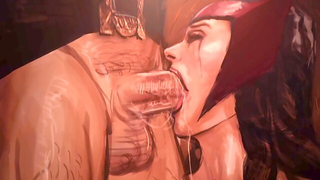 Marvel Scarlet Witch in animated adult game gets her superhero ass pounded