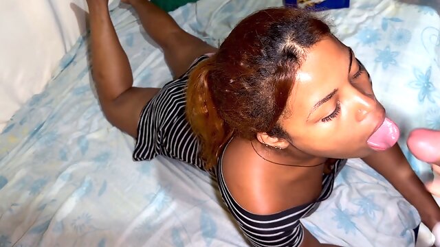 Amateur brunette MILF gives hardcore blowjob for cumshot compilation