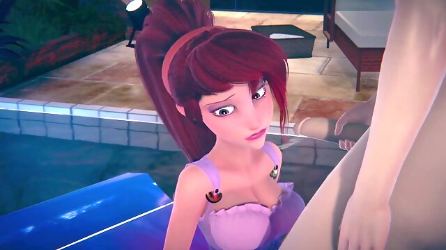 Megara deepthroats a big cock - anime Parody