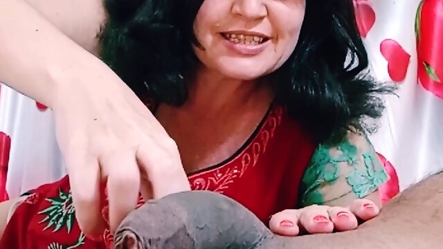 Passionate wife seduces her husband in various languages.