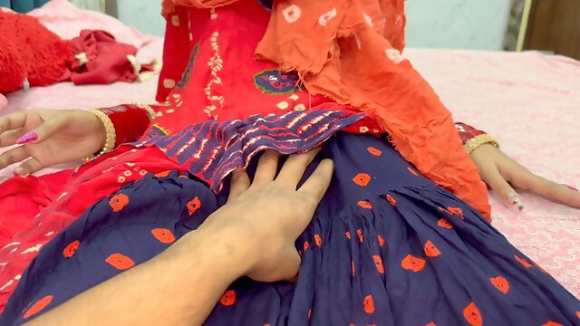 Red dress Indian cutie gets pounded by ebony guy