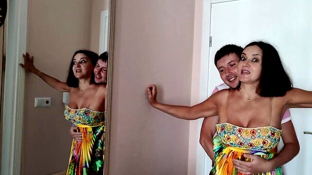 Neighbor’s wife gets double cumshots while hubby watches TV at home!