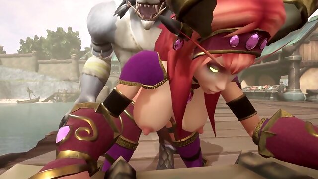 Adventures at the port with red-haired Elf and werewolf - Warcraft Spoof