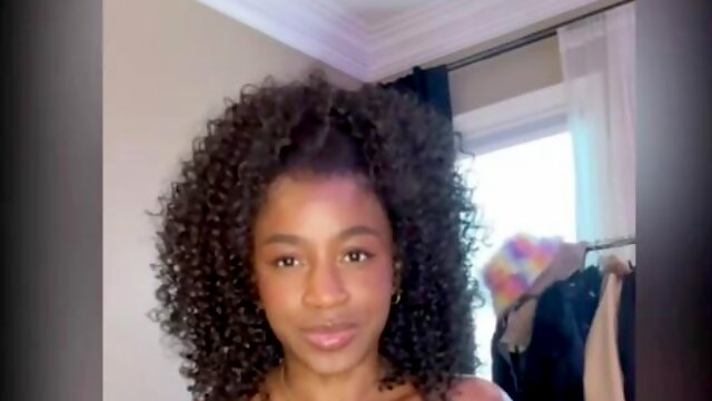 Black girl Nicole Kitt indulges in dildo roleplay, rates cocks, and fondles her large breasts