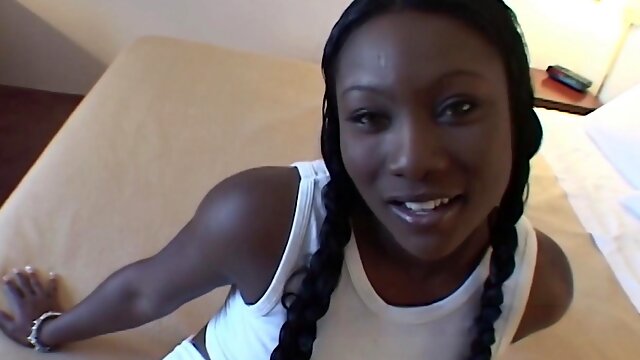 Black newbie experiences her first time in a big black booty film