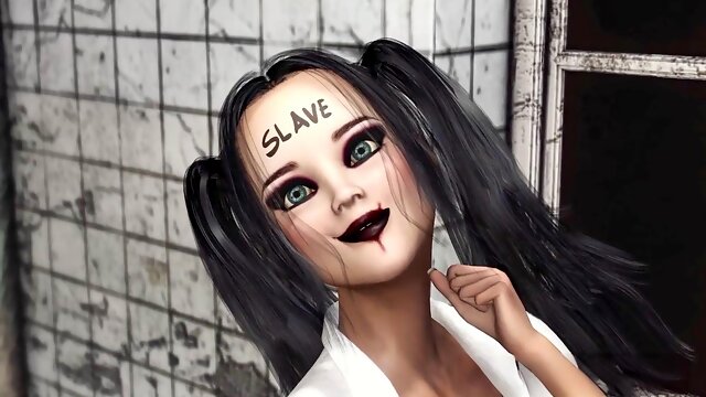 Seductive schoolgirl gets drilled by sinister clown in deserted medical facility