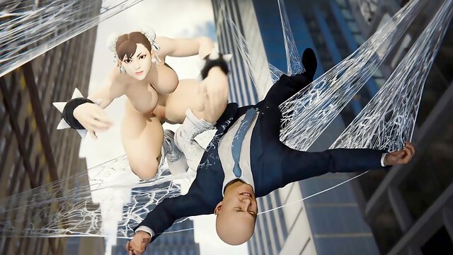 Chun Li from video game gets naughty in adult arcade