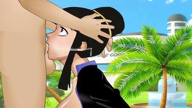 Chi-chi gets her throat stuffed outside Capsule Corp