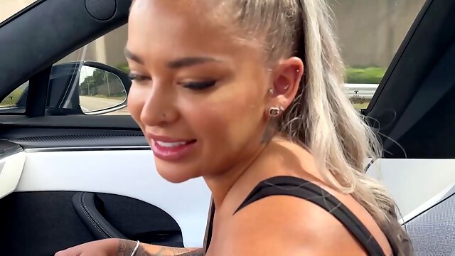 Stunning blonde Hayley Davies gets picked up and fucked on the public street by Luke Cooper