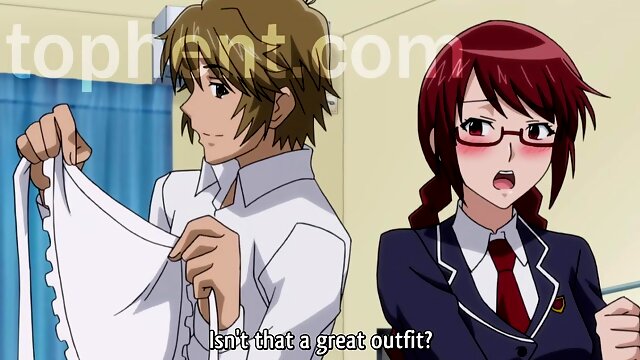 Step-sis mesmerized by stepbros massive cock! Only in Anime