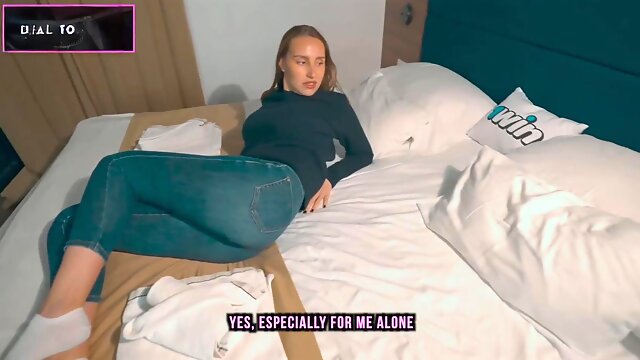 Step mom fucks stepson in shared hotel room until both cum twice on one couch