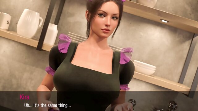 3D animated cartoon guy indulging in fantasy with perfect body babe