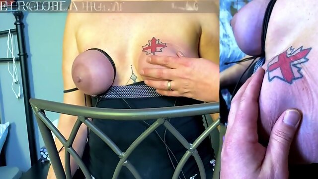 Erotic rope play with nipple clamps and breast slapping