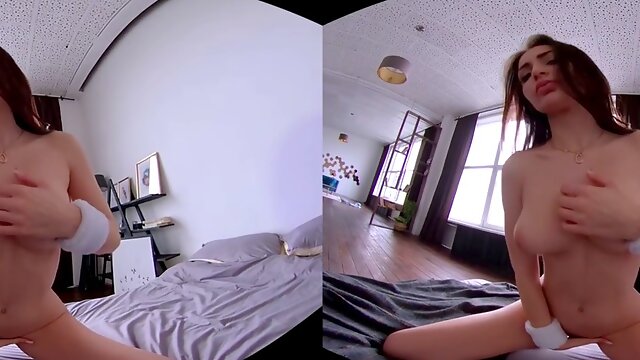 Stunning busty brunette tantalizing in special StasyQ VR experience