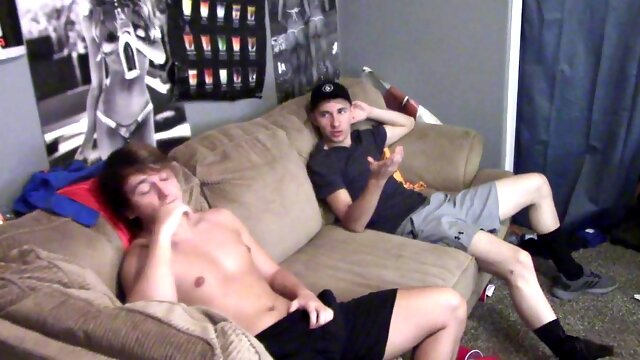 Hairy twinks get filled with cum in intense group bareback action