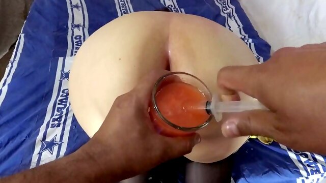 BBW submissive enjoys anal punishment with food play