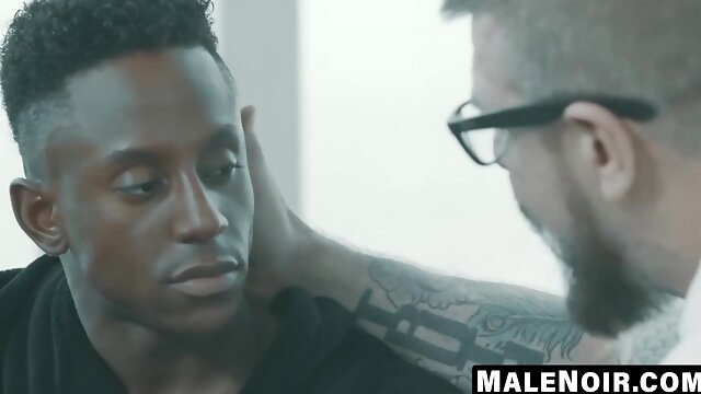 MaleNoir.com - Liams black six pack painted with my trickling white spunk