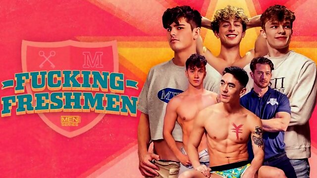 Two ard-dicked twinks are into freshmen fucking