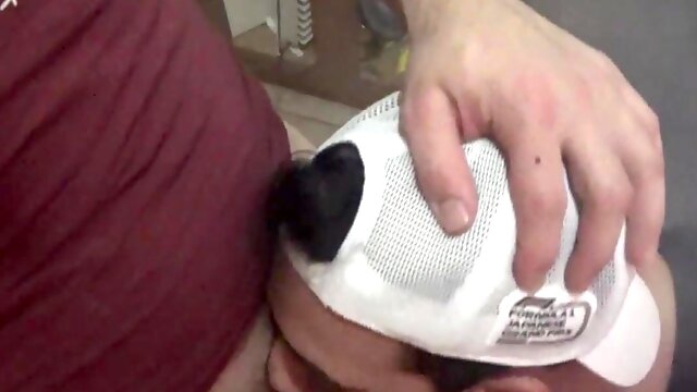 Hung dude kneels and worships long and big dicks in a nasty gangbang