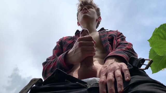 Risky cumshot compilation with a hot guy teasing himself to a powerful finish