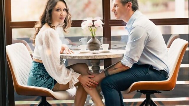 Impressive missionary pose with a gorgeous brunette Kristina Grace