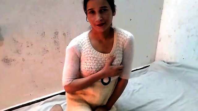 Hot Indian girlfriend in stockings with a super tight pink pussy