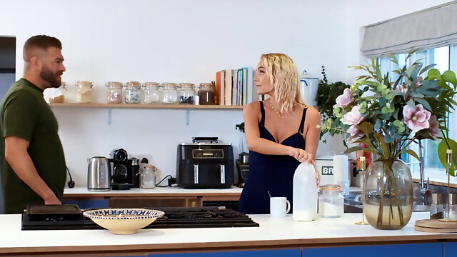 Busty blonde MILF gets both of her holes rammed with huge cocks