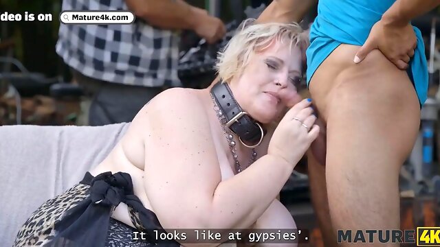 Mature4k. kinky giantess diana is having outdoor porn with two strangers