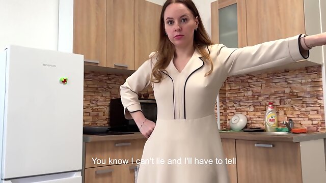 Brunette milf couldnt leave the house without fucking her stepson POV