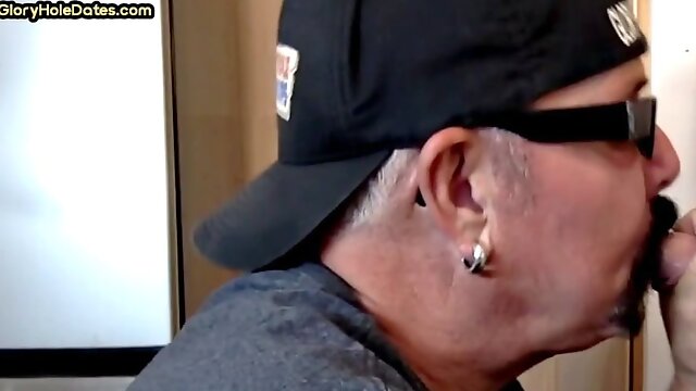 Greedy gloryhole sucker blows in homemade closeup