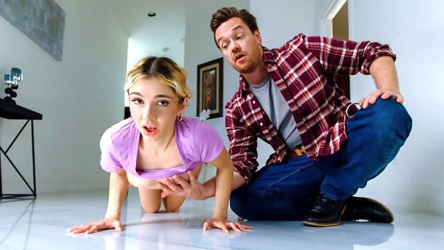 Curly-haired chick with round ass Demi Hawks screwed by huge wiener