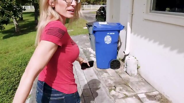 POV reality video of pornstar wife Cory Chase next to a pool