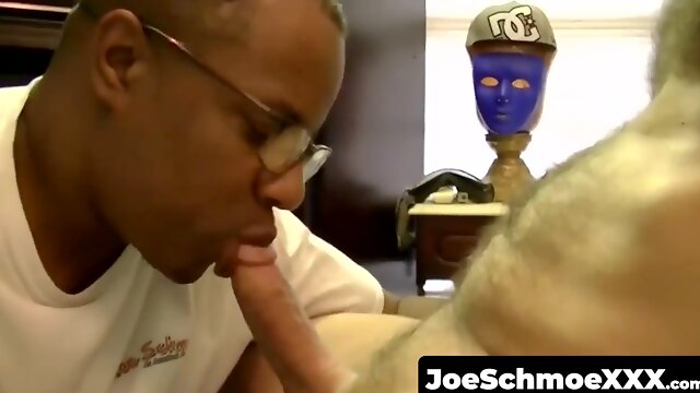 JoeSchmoeXXX.com - Horny Joe worships a thick white dick with his hungry mouth