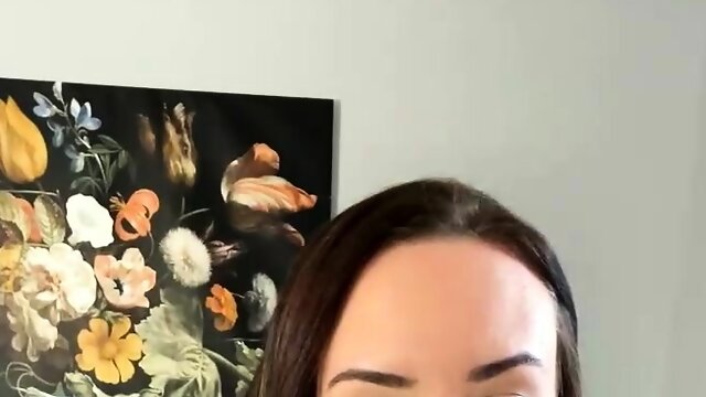Brunette solo darling masturbating at home