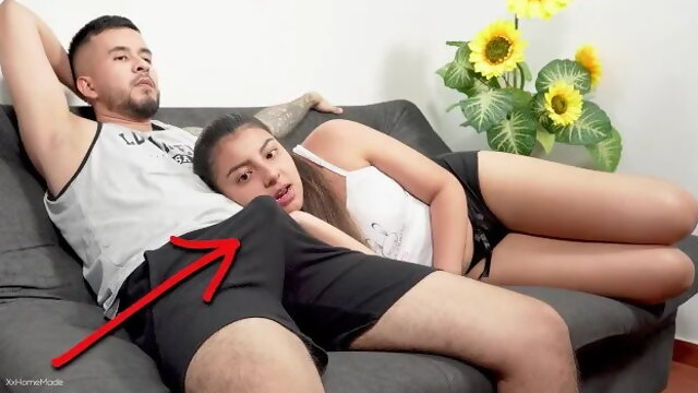 My Stepsister Helped Me Cum after She Discovered My Boner!