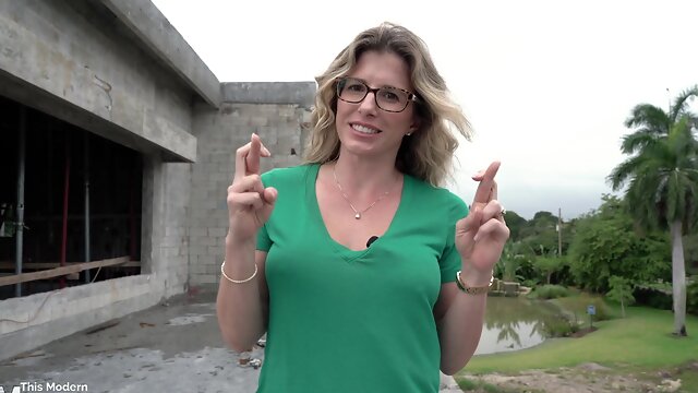 Outdoors construction video with provocative model Cory Chase