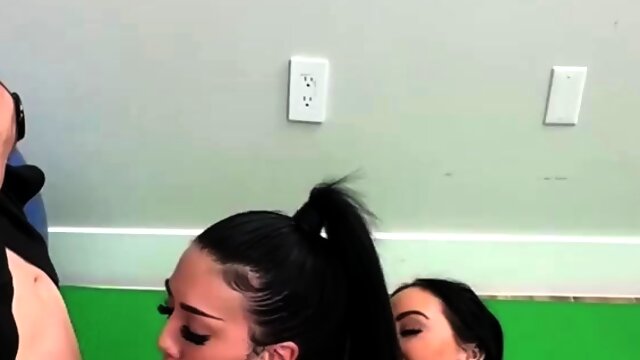 Hot threeway session with two stacked and slutty babes