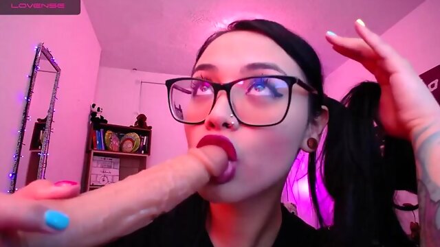 MB  Cute Sloppy Dildo Blow with Glasses