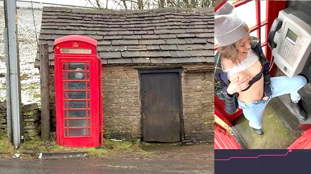 Cumming Hard in Public Red Telephone Box with Lush Remote Controlled Vibrator...
