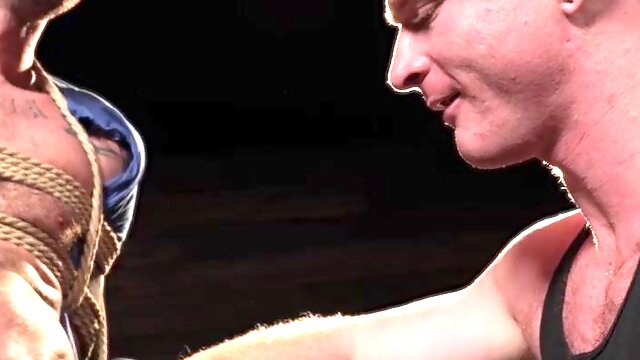 Van Darkholme edges bound Cliff Jensen as Brody Fox teases his dick
