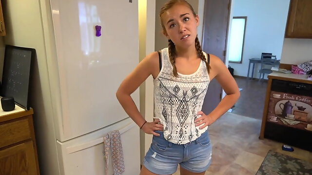 Naughty step daughter bribes stepdad for sex lesson