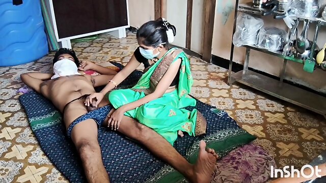 Indian Wife Getting Ready in Green Saree Part 2